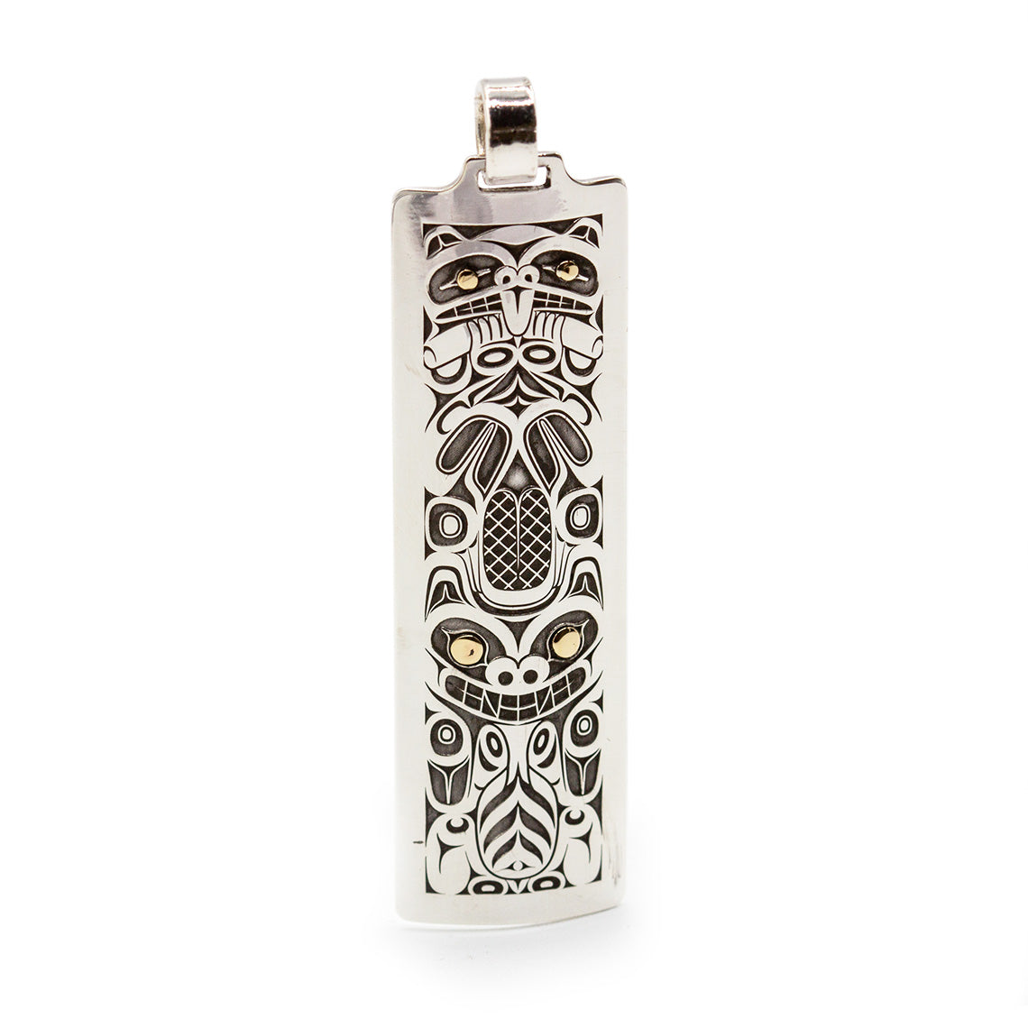 Beaver & Bear Pendant 14k Gold Eyes