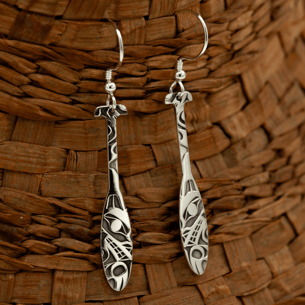 Sterling Silver Wolf Paddle Earrings