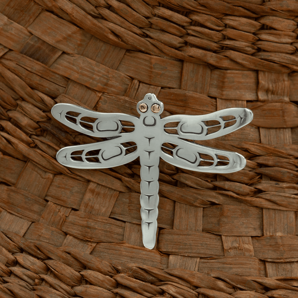 Sterling Silver and 18K Gold Dragonfly Pendant