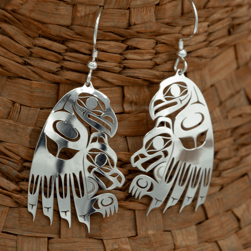Sterling Silver Eagle and Bear Earrings