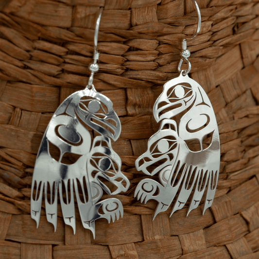 Sterling Silver Eagle and Bear Earrings