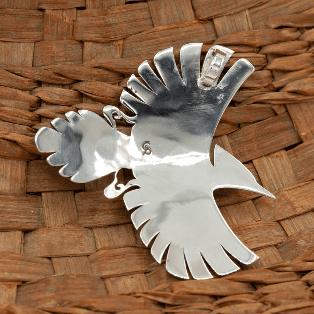 Sterling Silver and 18K Gold Woodpecker Pendant