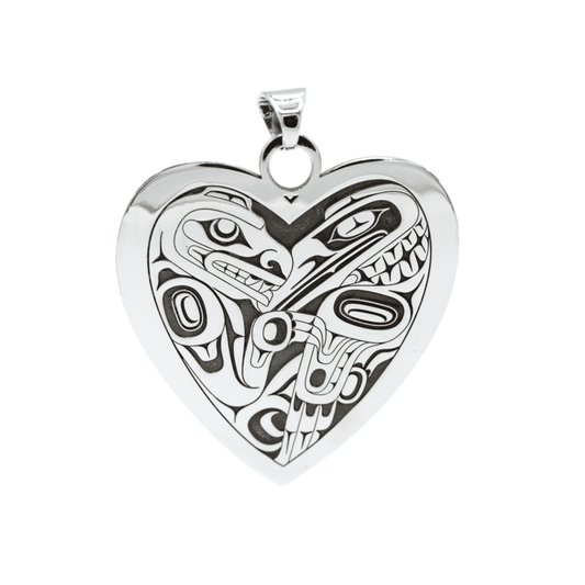 Bear Raven Heart Pendant