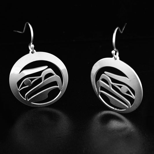 Sterling Silver Round Eagle Earrings